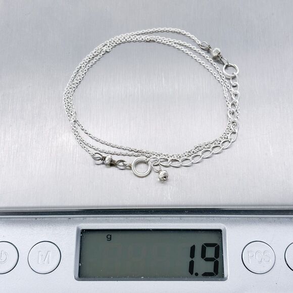 Vintage Sterling Silver 925 0.8mm Chain Link Necklace 16"-18" - Picture 3 of 3